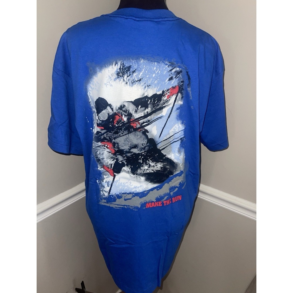 Deadstock VTG 90s Marlboro Ski T Shirt XL Blue Make‎ The Run Pocket USA New